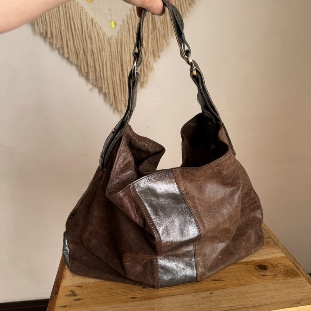 Tano Brown and Silver Hobo Bag